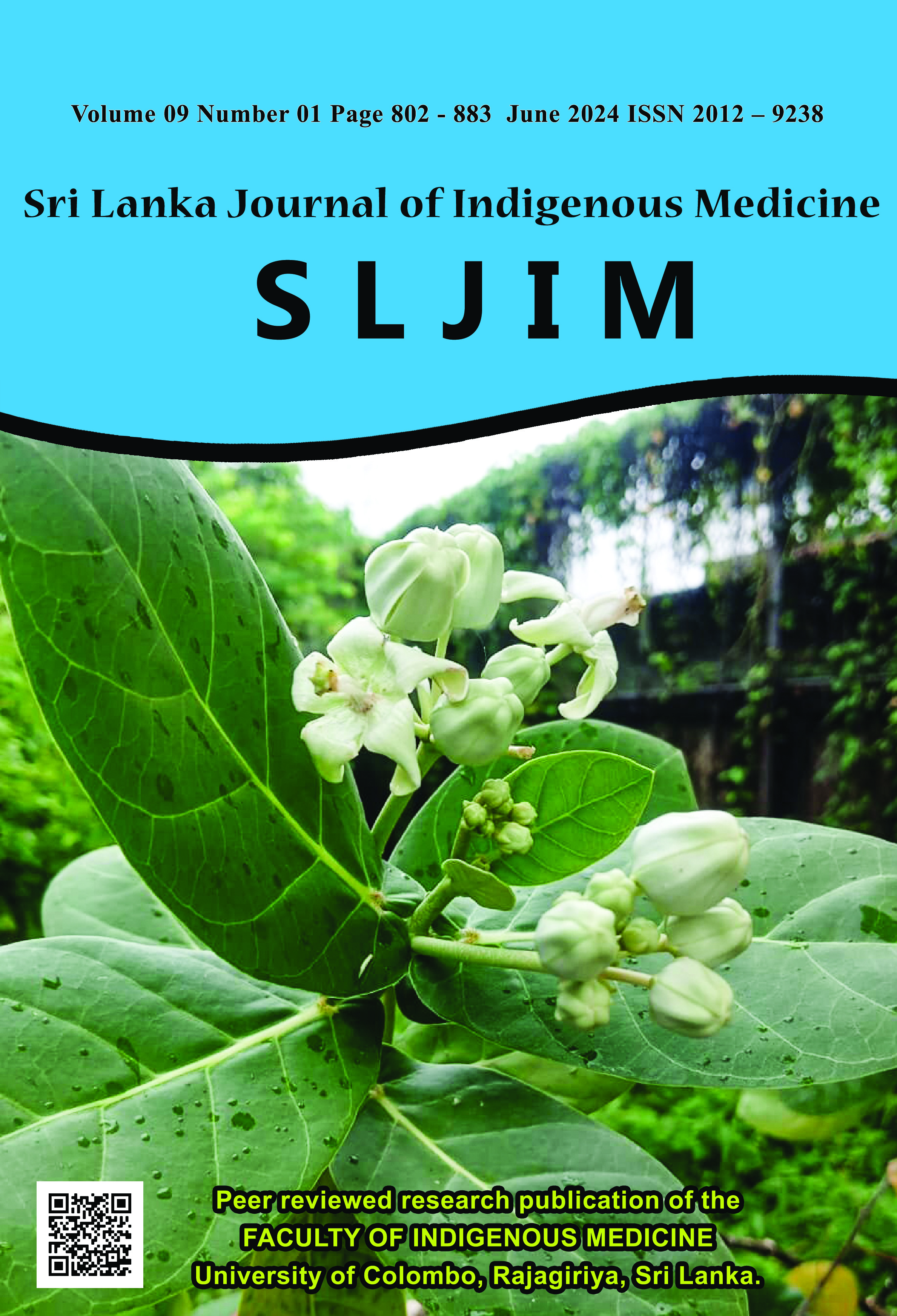 					View Vol. 9 No. 1 (2024): June - Sri Lanka Journal of Indigenous Medicine (SLJIM)
				